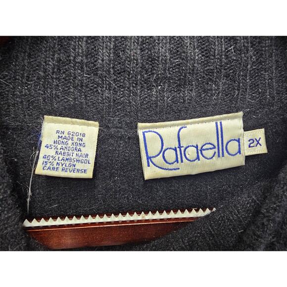 VINTAGE RAFAELLA ANGORA RABBIT FUR/ WOOL 2XL MENS SWEATER BLACK - Picture 3 of 6